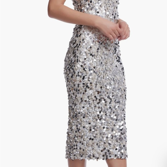 Dress the Population Dresses & Skirts - Dress the Population Silver Sequin Midi Dress